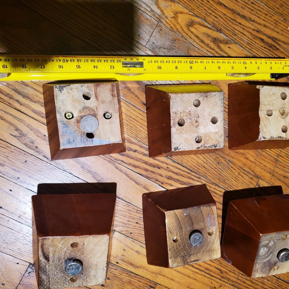 3" Light Walnut Finish Pyramid Furniture Legs Sofa Chair Ottoman Etc Set of 6